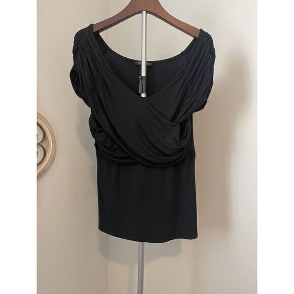 White House Black Market Cross Over Drape Ruching Women's‎ Large - Picture 2 of 14